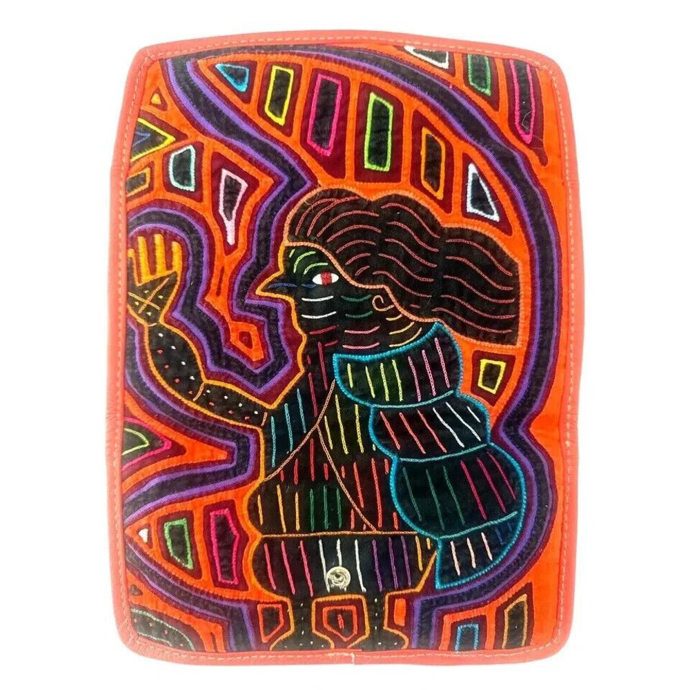 Unique‎ Artisan Handmade Mola Wallet Large - Arte Kuna Colombia 100% Leather - Picture 3 of 5